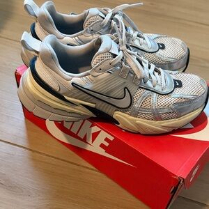 Nike Summit White and Metallic Silver V2K Run Shoes